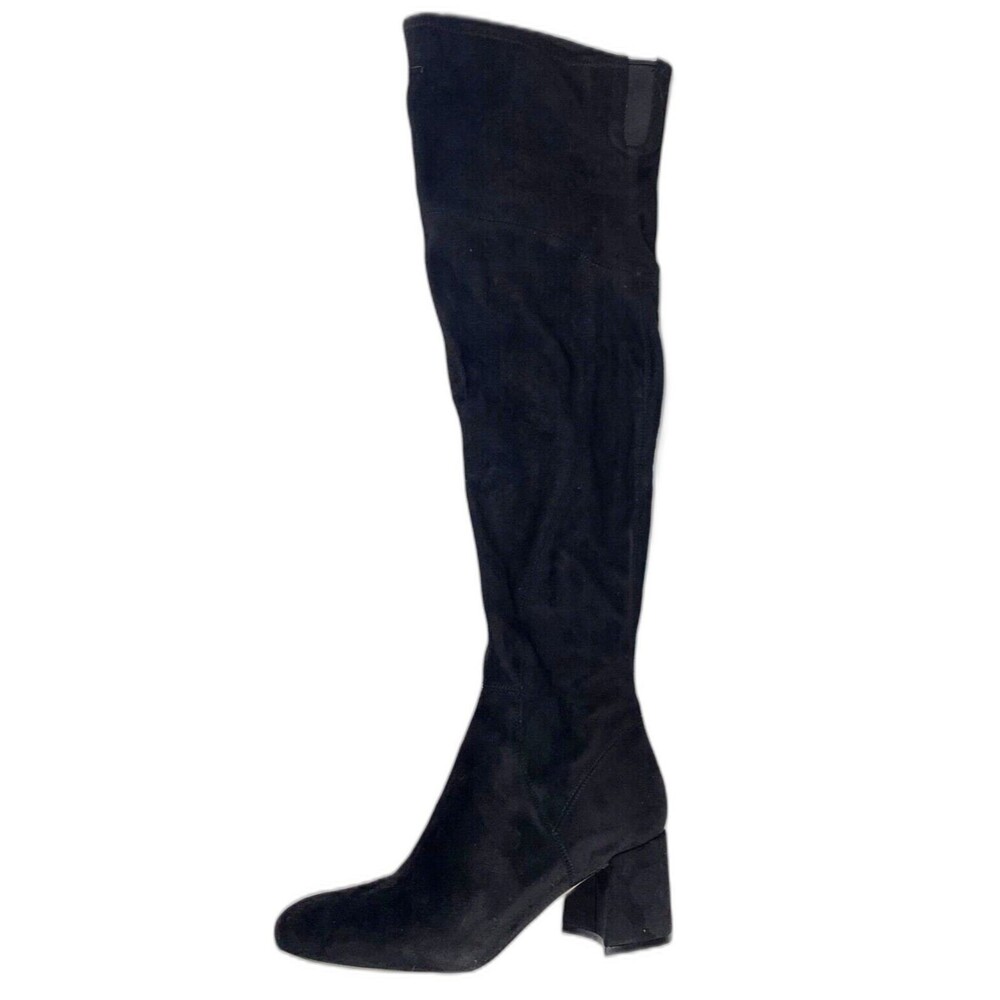 Marc Fisher Boots Womens 7.5 Yahila Black Over the Knee Faux Suede Side Zip